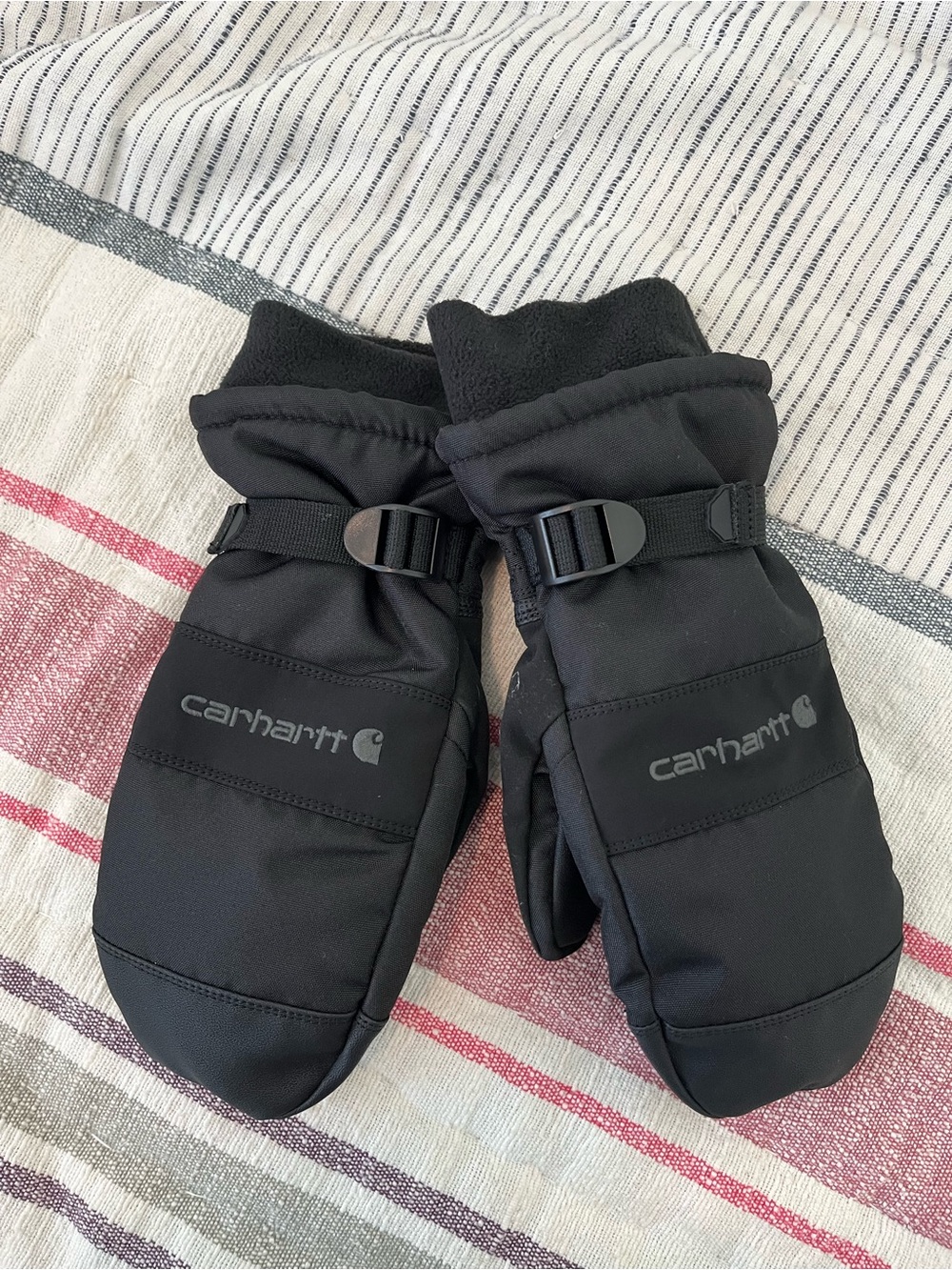 Carhartt Black Insulated Mittens with Wrist Buckles